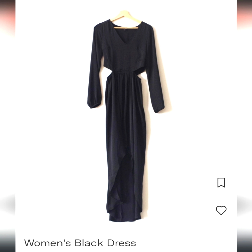 Express XS High Low Black Dress 🤩 100% polyster- lightweight & flowy design